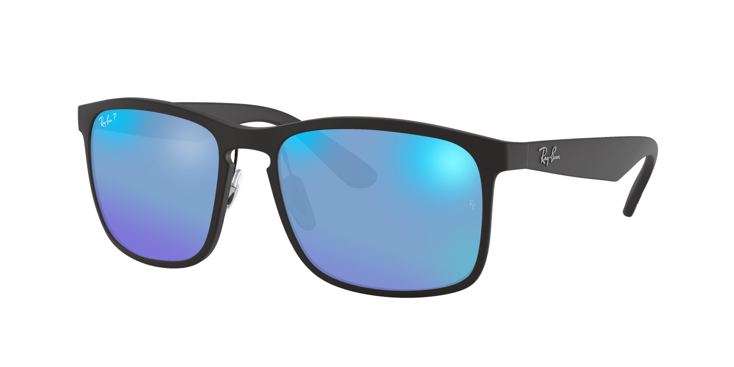 Matte Black, Mirrored Blue-Polarized, Rayban