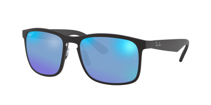 Matte Black, Mirrored Blue-Polarized, Rayban