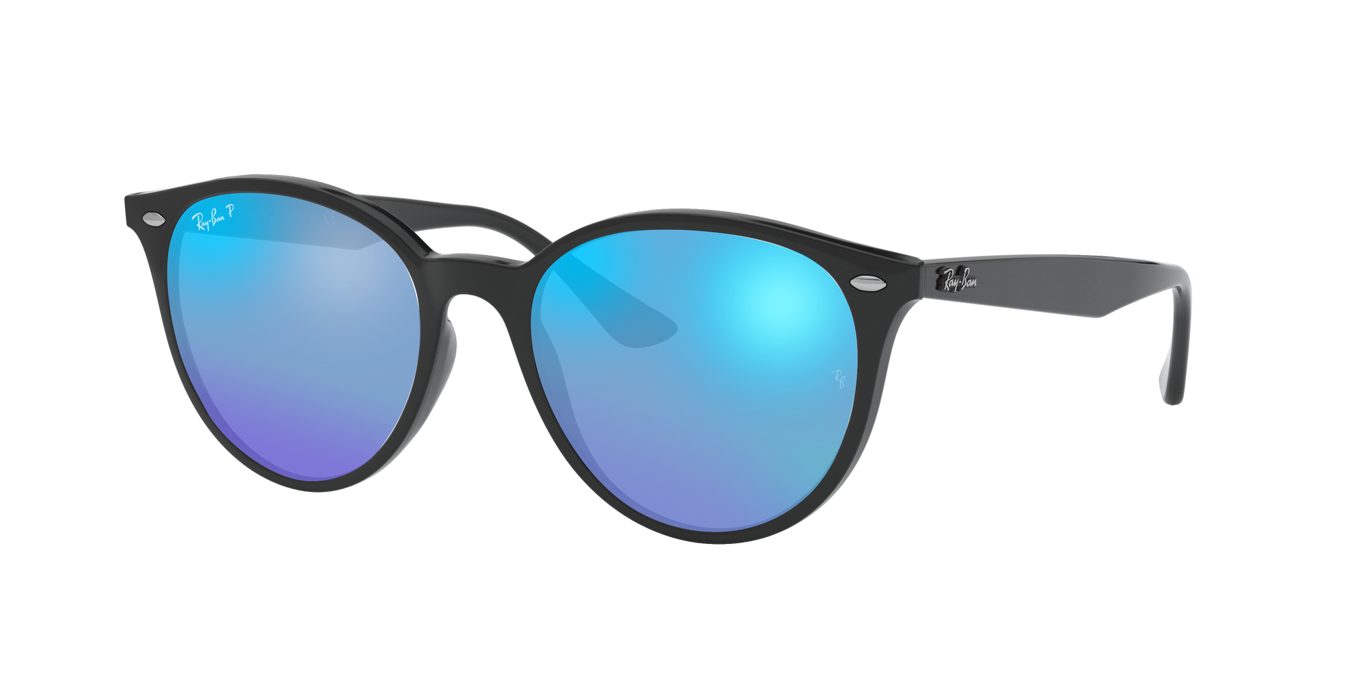 Black, Mirrored Blue-Polarized, Rayban