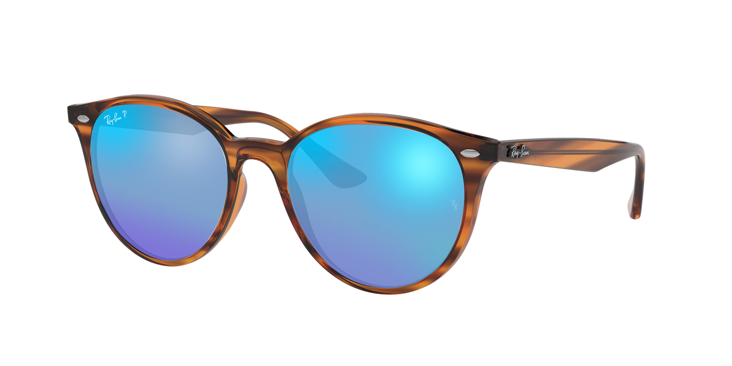 STRIPED RED HAVANA, Mirrored Blue-Polarized, Rayban