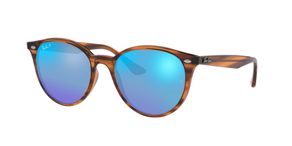 STRIPED RED HAVANA, Mirrored Blue-Polarized, Rayban