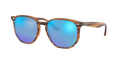 STRIPED RED HAVANA, Mirrored Blue-Polarized, Rayban