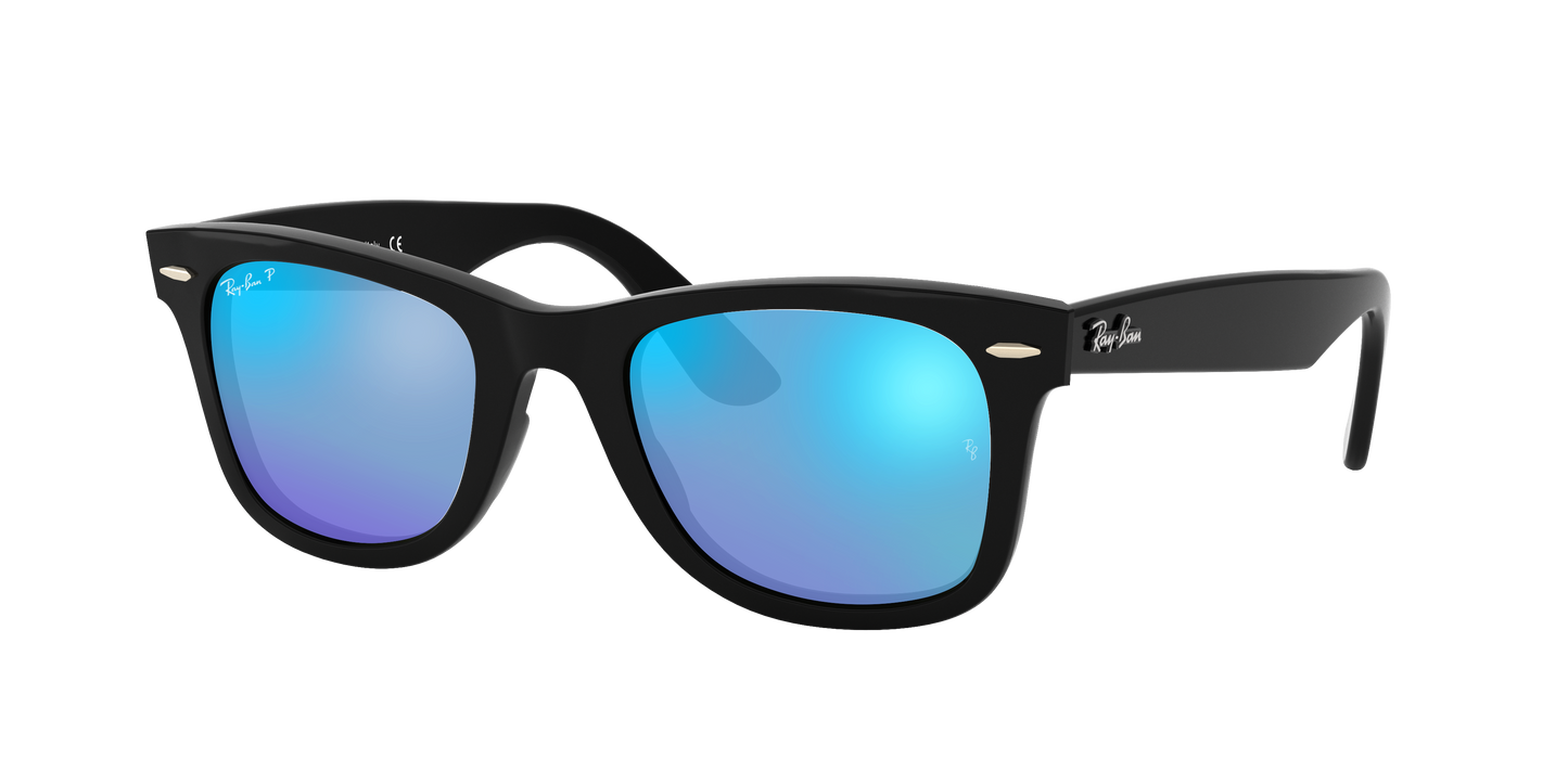 Black, Mirrored Blue-Polarized, Rayban