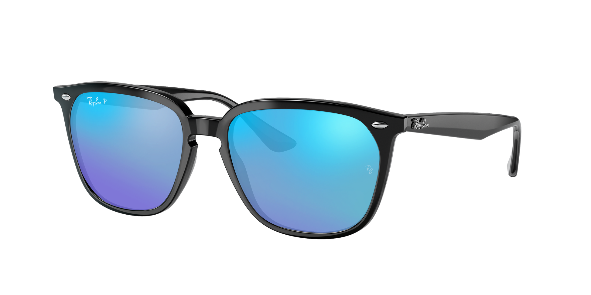 Black, Mirrored Blue-Polarized, Rayban