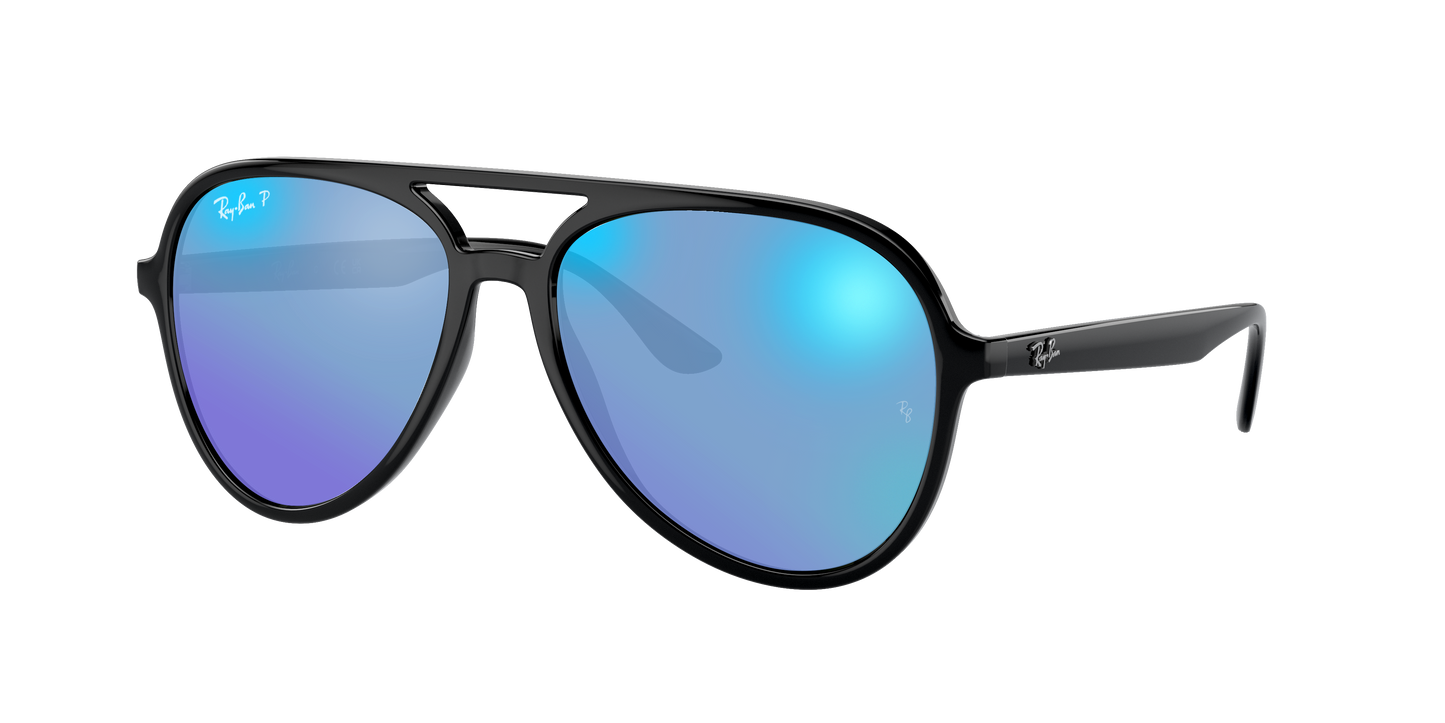 Black, Mirrored Blue-Polarized, Rayban