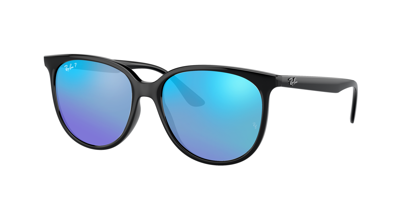 Black, Mirrored Blue-Polarized, Rayban