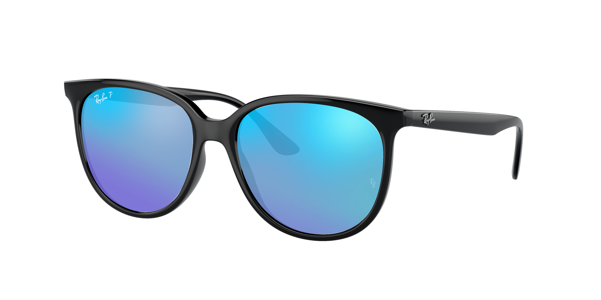 Black, Mirrored Blue-Polarized, Rayban