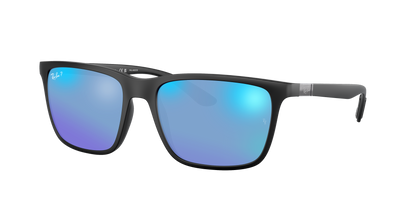 Black, Mirrored Blue-Polarized, Rayban