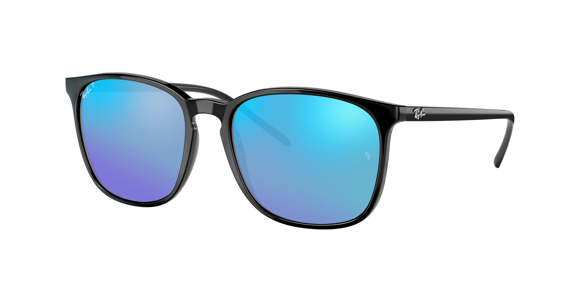 Black, Mirrored Blue-Polarized, Rayban