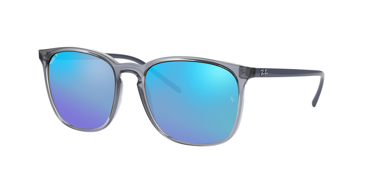 TRANSPARENT BLUE, Mirrored Blue-Polarized, Rayban