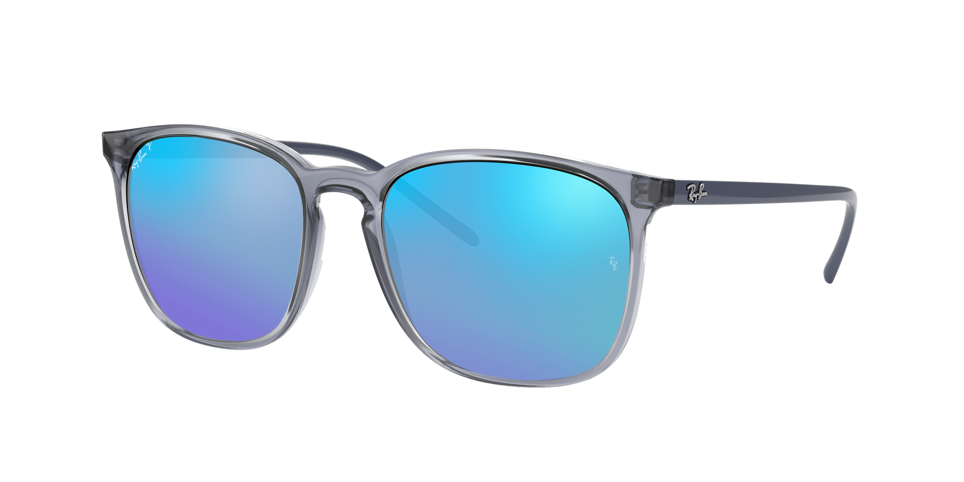 TRANSPARENT BLUE, Mirrored Blue-Polarized, Rayban
