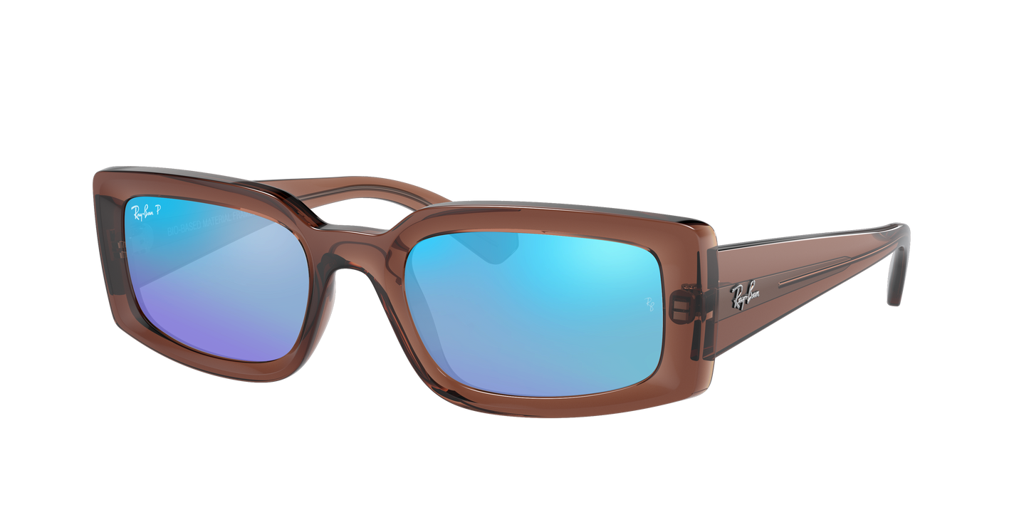 TRANSPARENT BROWN, Mirrored Blue-Polarized, Rayban