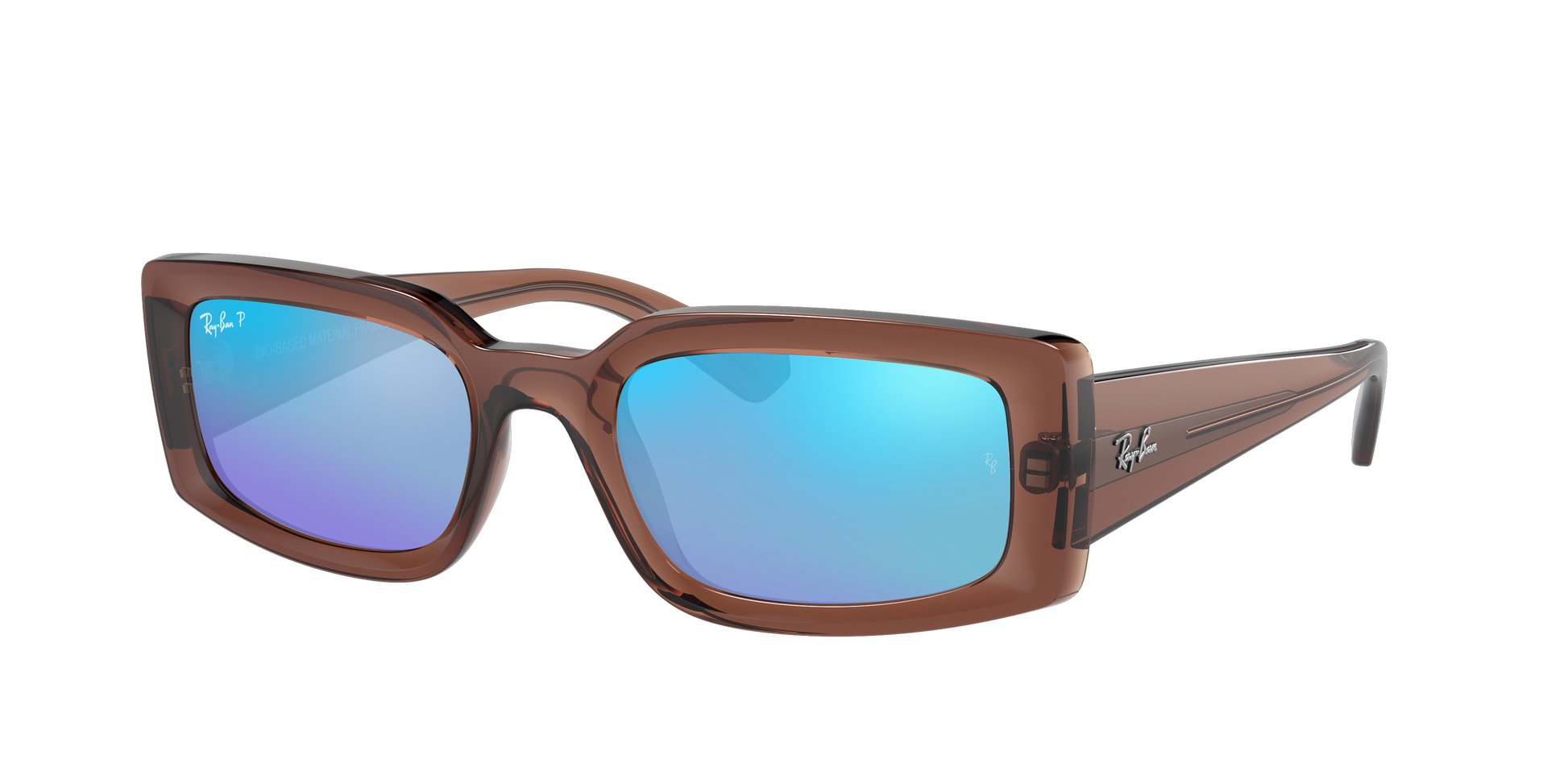 TRANSPARENT BROWN, Mirrored Blue-Polarized, Rayban