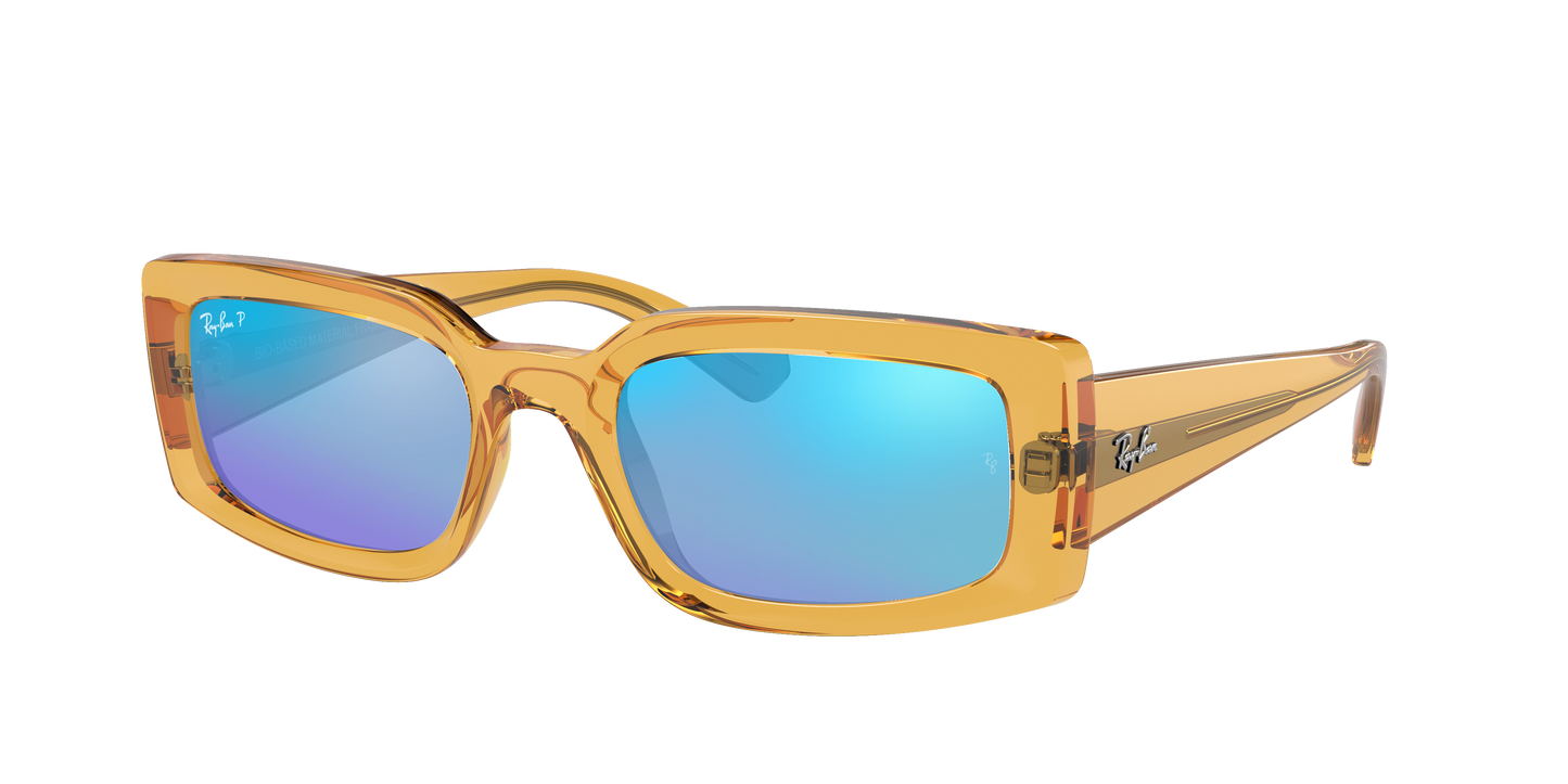 TRANSPARENT YELLOW, Mirrored Blue-Polarized, Rayban
