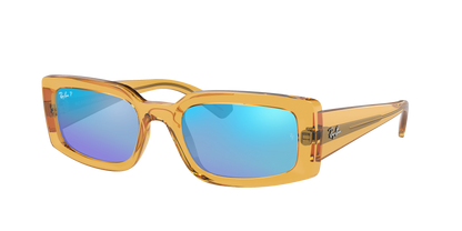 TRANSPARENT YELLOW, Mirrored Blue-Polarized, Rayban