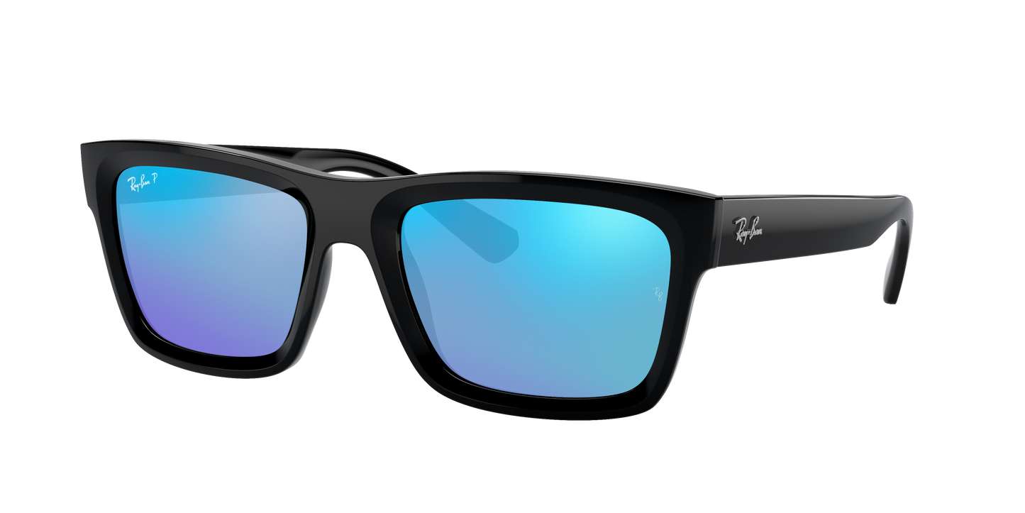 Black, Mirrored Blue-Polarized, Rayban