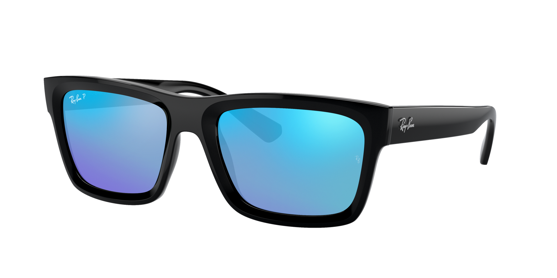 Black, Mirrored Blue-Polarized, Rayban