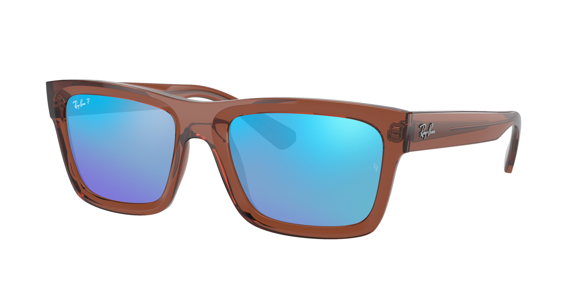TRANSPARENT BROWN, Mirrored Blue-Polarized, Rayban