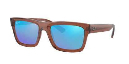 TRANSPARENT BROWN, Mirrored Blue-Polarized, Rayban