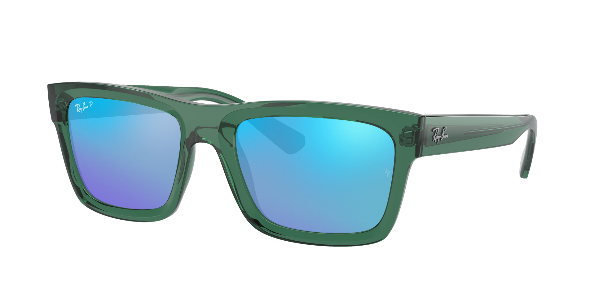 TRANSPARENT GREEN, Mirrored Blue-Polarized, Rayban
