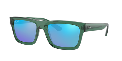 TRANSPARENT GREEN, Mirrored Blue-Polarized, Rayban