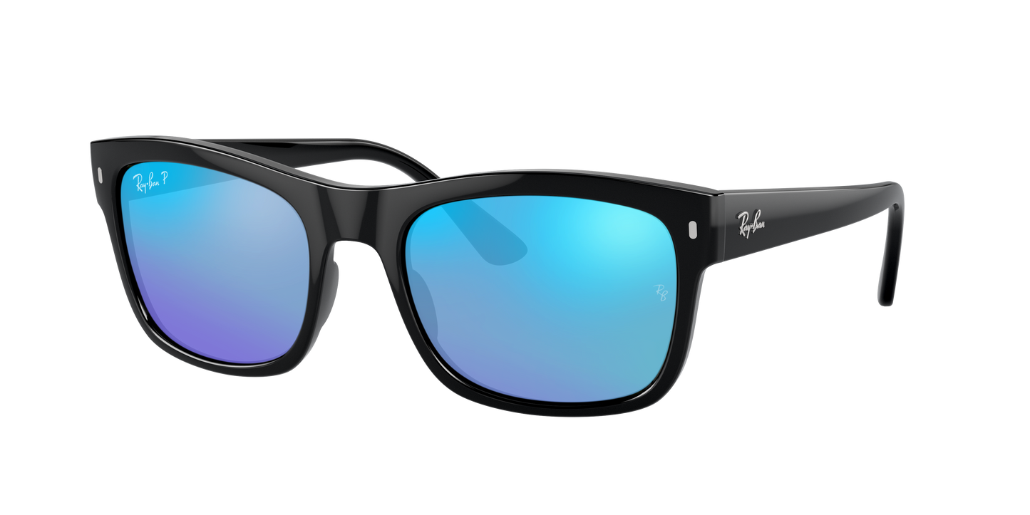 Black, Mirrored Blue-Polarized, Rayban