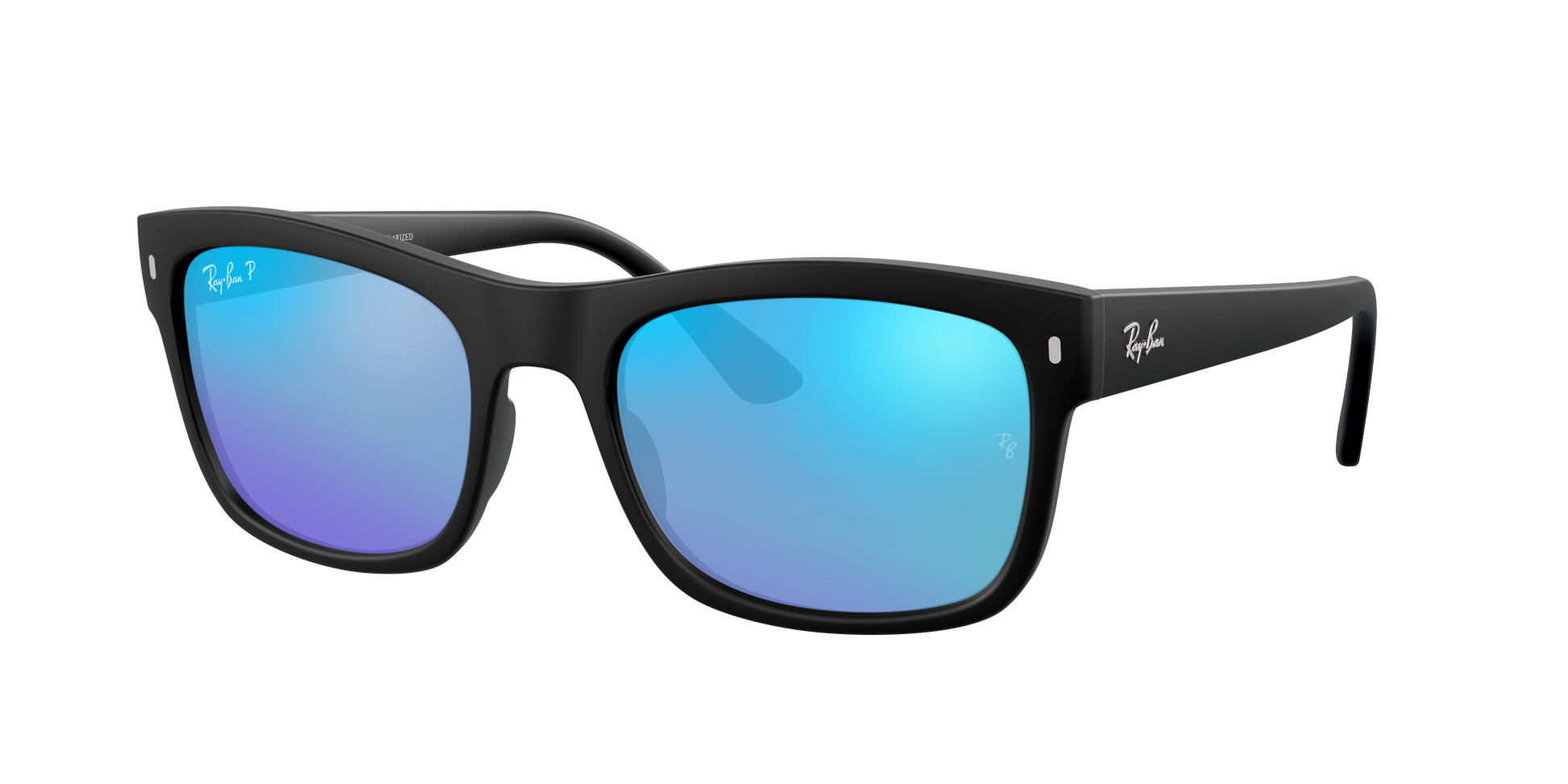 Matte Black, Mirrored Blue-Polarized, Rayban