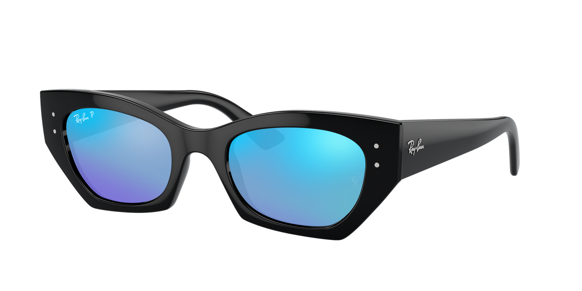 Black, Mirrored Blue-Polarized, Rayban