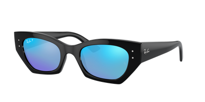 Black, Mirrored Blue-Polarized, Rayban