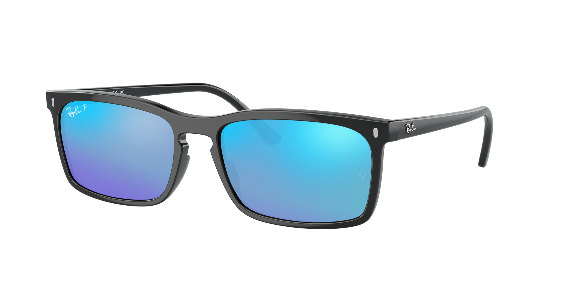 Black, Mirrored Blue-Polarized, Rayban