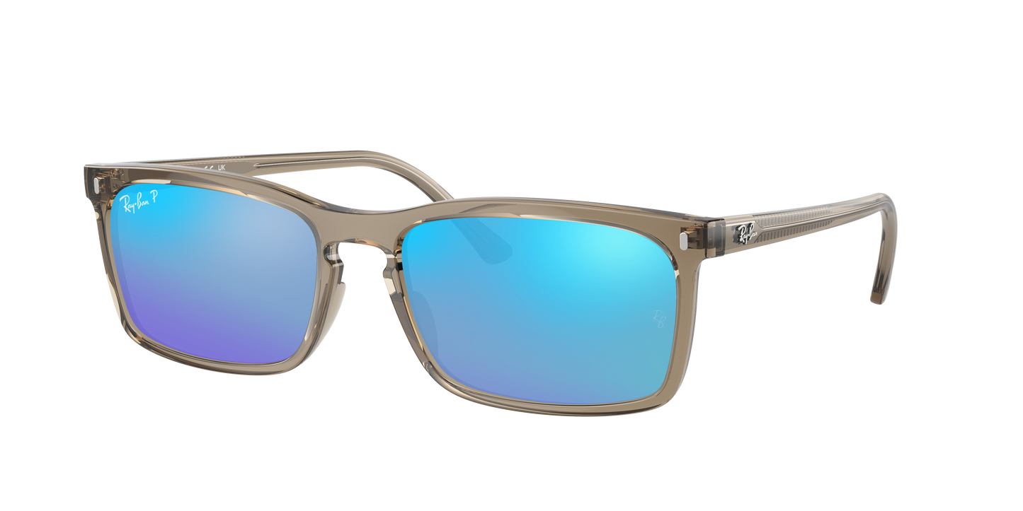TRANSPARENT BROWN, Mirrored Blue-Polarized, Rayban