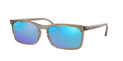 TRANSPARENT BROWN, Mirrored Blue-Polarized, Rayban