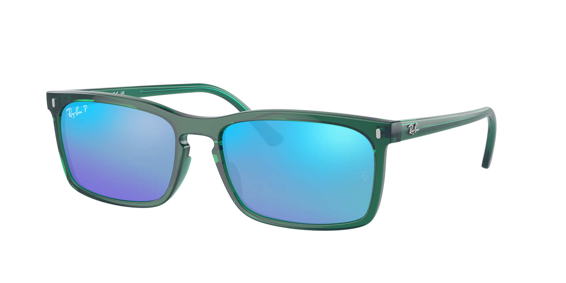 TRANSPARENT GREEN, Mirrored Blue-Polarized, Rayban