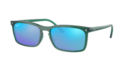 TRANSPARENT GREEN, Mirrored Blue-Polarized, Rayban