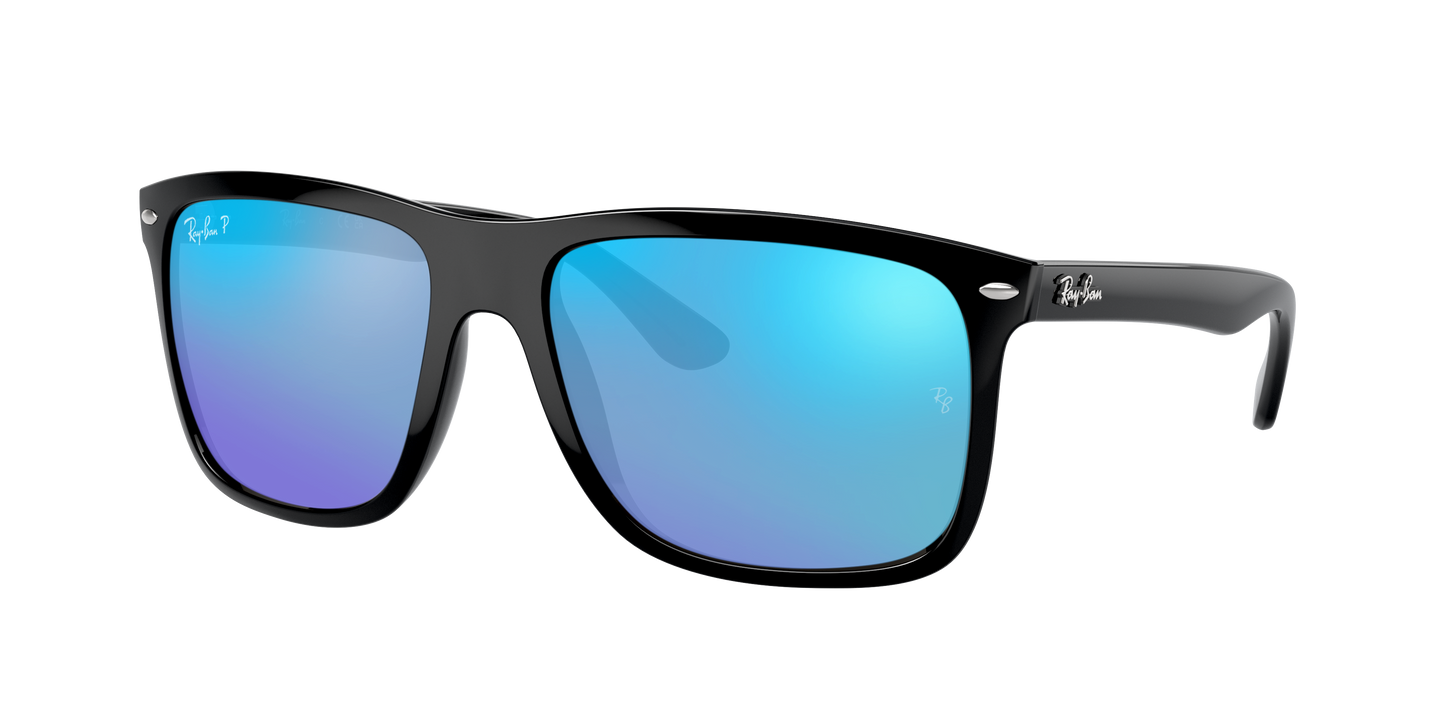Black, Mirrored Blue-Polarized, Rayban