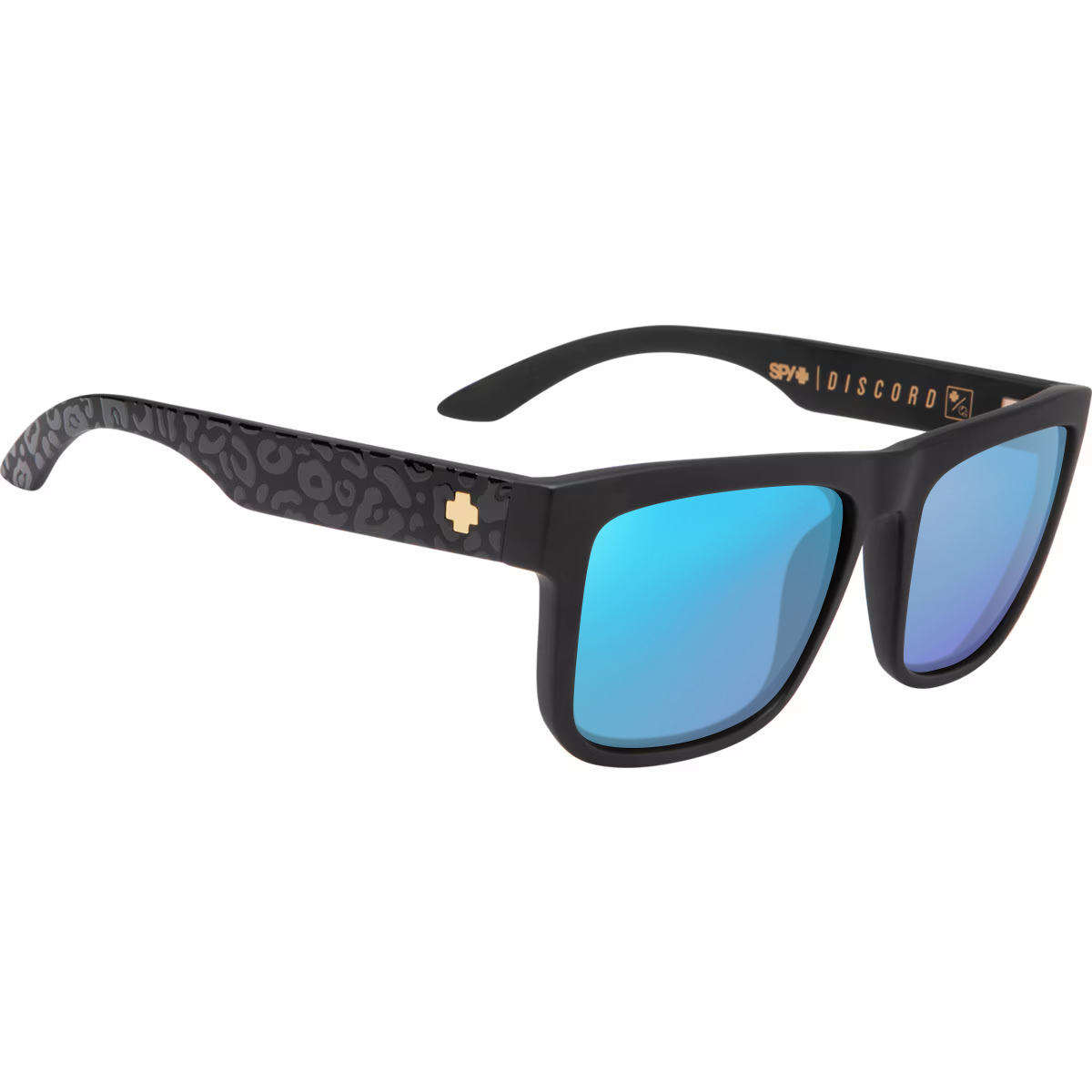 Matte Black Leopard, Blue-Mirrored