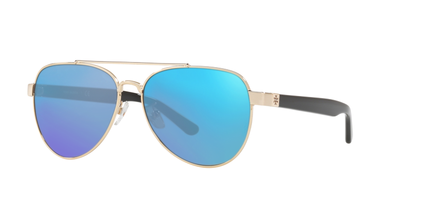 Shiny Light Gold Metal, Blue-Mirrored