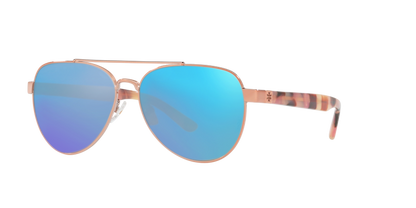 Shiny Rose Gold Metal, Blue-Mirrored