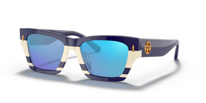Navy Ivory Vintage Stripes, Blue-Mirrored