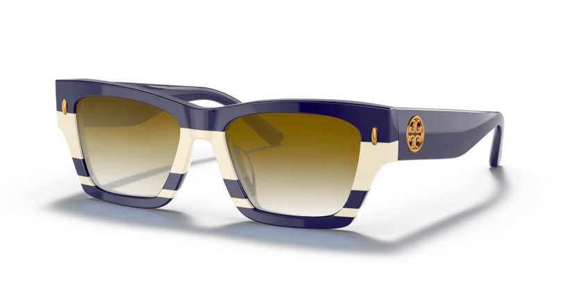 Navy Ivory Vintage Stripes, Brown Gradient