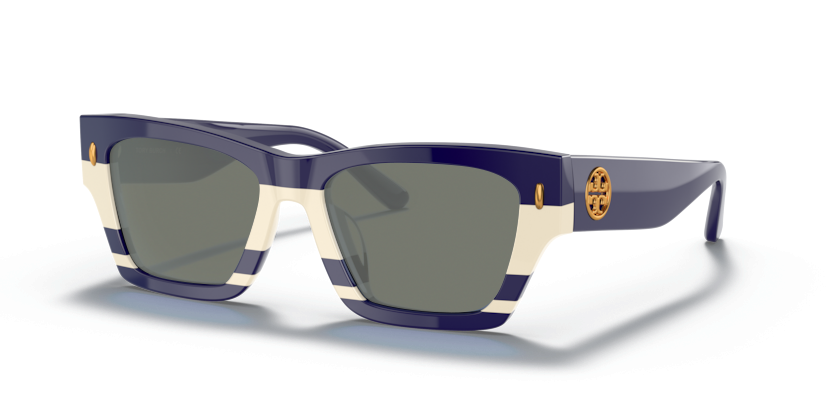 Navy Ivory Vintage Stripes, Green-Polarized