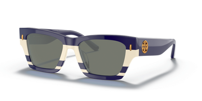 Navy Ivory Vintage Stripes, Green-Polarized