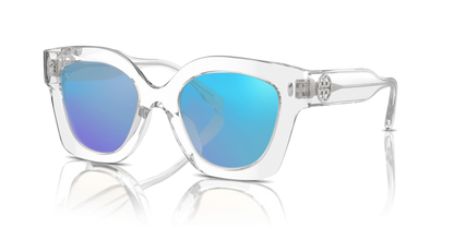 Clear, Blue-Mirrored