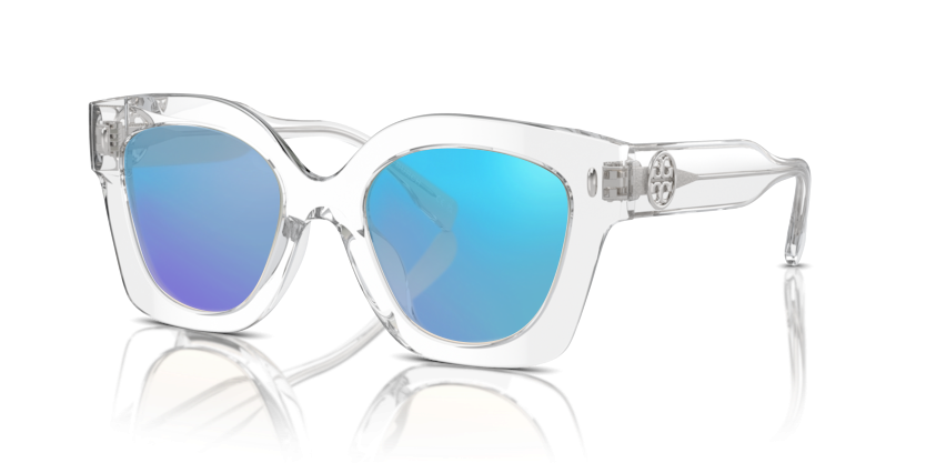 Clear, Blue-Mirrored