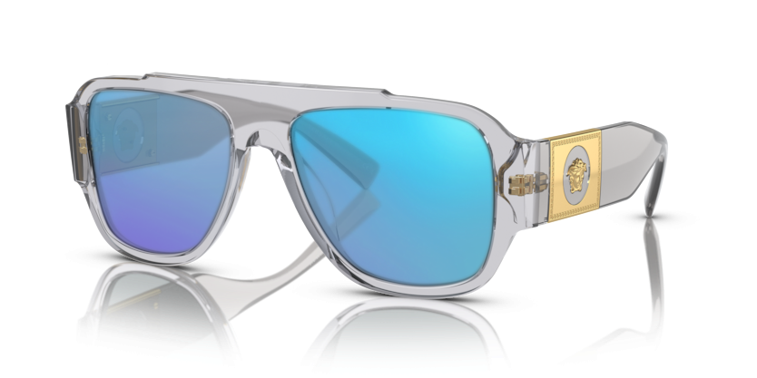 Transparent Grey, Blue-Mirrored